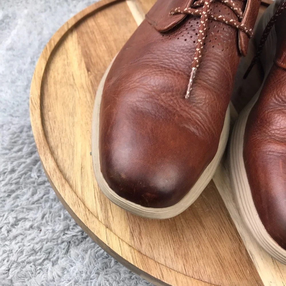 Cole Haan Original GrandChukka Boots Mens 9.5M Brown Patina Leather Shoes C25564